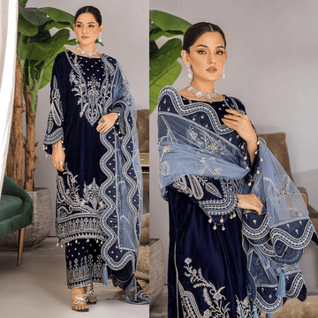 Cross Stitch - Velvet Dress with Embroidered Dupatta - zab949